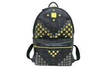 MCM Stark Visetos Canvas Backpack Women's Black