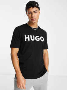 Мужские футболки и майки hugo Dulivio logo t-shirt in black  