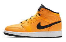 Jordan Air Jordan 1 Mid 中帮 复古篮球鞋 GS 黄色 / Кроссовки Jordan Air Jordan 1 Mid GS 554725-700