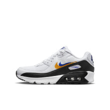 [FJ4592-100] Grade School Nike AIR MAX 90 'DOUBLE SWOOSH WHITE BLACK GOLD ROYAL