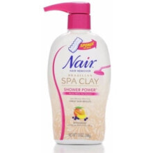 Женские средства для депиляции nair Shower Power Moisturizing Brazilian Spa Clay Hair Remover Увлажняющий гель-депилятор с маслом манго и ягодами асаи 368 мг