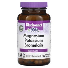 Магний bluebonnet Nutrition, Магний и калий бромелаин, 120 растительных капсул