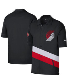 Nike men's Black, Red Portland Trail Blazers 2021/22 City Edition Therma Flex Showtime Short Sleeve Full-Snap Collar Jacket