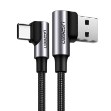 Kątowy kabel przewód USB - USB-C QC 3.0 3A 1m szary