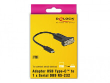 DeLOCK 63908 кабельный разъем/переходник USB C RS-232 Черный