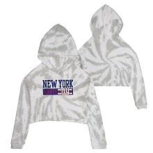NFL New York Giants Girls' Gray Tie-Dye Crop Hooded Sweatshirt - XS