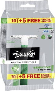 Мужские бритвы и лезвия Wilkinson Extra 2 Sensitive Disposable Razors Мужские одноразовые бритвы 15 шт