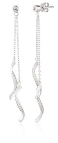 Ювелирные серьги long silver earrings with zircons M23053