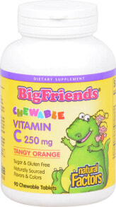 Витамин С Natural Factors Big Friends Chewable Vitamin C  Жевательный витамин С 250 мг со вкусом апельсина 90 жевательных таблеток