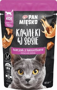 Pan Mięsko PAN MIĘSKO Kawałki w sosie Kurczak z krewetkami (dorosły) - Karma mokra dla kota - 85g