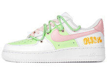 【定制球鞋】 Nike Air Force 1 Low 07 合成革 小清新 涂鸦 拼色 春日 低帮 板鞋 男款 粉绿 / Кроссовки Nike Air Force CW2288-111