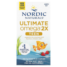 Нордик Натуралс, Ultimate Omega 2X Teen, для подростков от 12 до 18 лет, со вкусом клубники, 60 мини-капсул