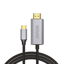 Savio USB-C to HDMI 2.0B cable 2m silver black gold tips CL-171 - Cable - Digital