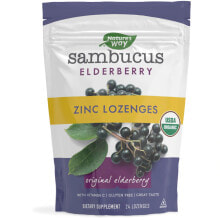 Растительные экстракты и настойки Nature's Way Sambucus Zinc Lozenges Original Elderberry Леденцы со вкусом бузины, с цинком и витамином C 24 леденца