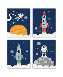 Big Dot of Happiness blast Off to Outer Space Unframed Linen Paper Wall Art - 4 Ct Artisms 8 x 10 in