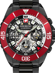 Мужские наручные часы с браслетом Мужские наручные часы с черным браслетом Swiss Military Hanowa 05-5342.13.007SET Hans Noll 44mm 10ATM