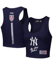 Купить женские блузки и кофточки Pro Standard: Women's Navy New York Yankees Fast Lane Fitted Tri-Blend Cropped Tank Top