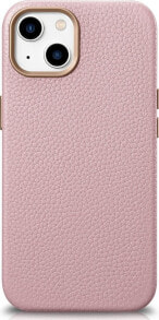 iCarer iCarer Litchi Premium Leather Case skórzane etui iPhone 14 magnetyczne z MagSafe różowy (WMI14220709-PK)