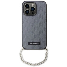 KARL LAGERFELD Klhcp14Lsacklhpg iPhone 14 Pro 6.1 Srebrny Saffiano Monogram Chain phone case