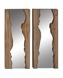 Rosemary Lane wood Contemporary Wall Mirror, Set of 2