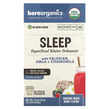 Sleep, Superfood Water Enhancer, Organic Mixed Berry, 12 Stick Packets, 0.21 oz (6 g) Each