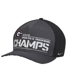 Men's Black Georgia Bulldogs College Football Playoff 2022 Peach Bowl Champions Locker Room CL99 Adjustable Hat
