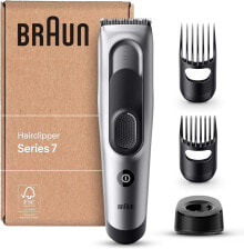 Braun Series 7 Men's Hair Trimmer (Recyclable Packaging), 17 Length Settings, 2 Comb Attachments, 50 Minutes NiMH Battery Runtime, Valentine's Day Gift for Him, HC7390