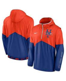 Nike men's Orange and Royal New York Mets Overview Half-Zip Hoodie Jacket
