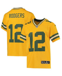 Nike big Boys Aaron Rodgers Gold Green Bay Packers Inverted Team Game Jersey