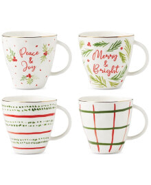 Lenox bayberry Printed Mix-and-Match Porcelain Mugs, Set Of 4