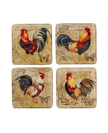 Certified International gilded Rooster 4-Pc. Salad Plate