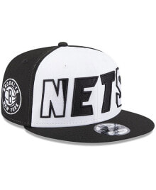Men's White, Black Brooklyn Nets Back Half 9FIFTY Snapback Hat