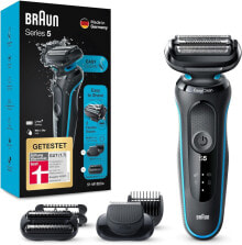 Braun Series 5 Men's Razor with 2 EasyClick Attachments, Electric Shaver / Beard Trimmer, EasyClean, Wet & Dry, Rechargeable & Wireless, Father's Day Gift, 51-M1850s, Mint Green