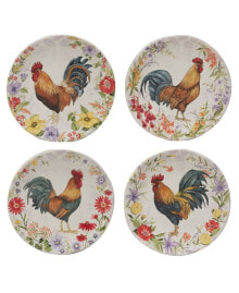 Certified International floral Rooster Set of 4 Salad Plate 9