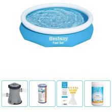 Купить надувные бассейны Bestway: Бассейн надувной Fast Set Bestway 244 х 61 см Schwimmbad-Set 5745049 (5-teilig)