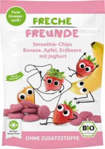 Купить детское питание FRECHE FREUNDE: Kindersnack Smoothie-Chips Banane Apfel Erdbeere mit Joghurt, ab 3 Jahren, 16 g