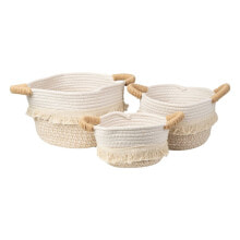 Set of Baskets Romimex 844146 White Natural Fibre 3 Pieces