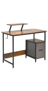 Slickblue computer Desk with Reversible Storage Drawer and Moveable Shelf-Brown