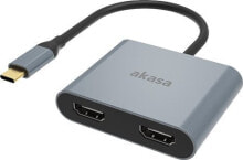 Stacja/replikator Akasa USB-C - HDMI x2 Szary (AK-CBCA26-18BK)