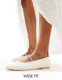 Купить женская обувь Truffle Collection: Truffle Collection wide fit bridal embellished strap ballet pump in ivory