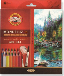 Цветные карандаши для рисования для детей koh I Noor Kredki Mondeluz 36 kolorów + pędzel (378020)
