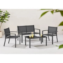 MADERA Gartenmbel fr 4 Personen: Sofa + Sessel + Couchtisch Stahlkonstruktion