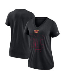 Nike women's Heathered Black Washington Commanders Tri-Blend V-Neck T-shirt