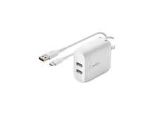 BELKIN WCE002DQ1MWH White BOOST CHARGE Dual USB-A Wall Charger 24W + USB-A to Mi