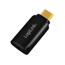 Компьютерный разъем или переходник LogiLink UA0356. Connector 1: USB-C, Connector 2: 3.5 mm, Connector contacts plating: Gold. Product colour: Black