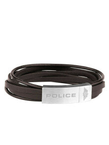 Мужские кожаные браслеты Мужской кожаный браслет коричневый Police bracelet Gozo PJ26345BLSC.02-L mens