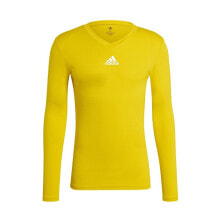 Женские кроссовки мужской спортивный лонгслив с длинным рукавом желтый с логотипом Adidas Team Base