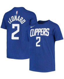 Nike big Boys Kawhi Leonard Royal LA Clippers Logo Name and Number Performance T-shirt