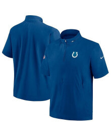 Nike men's Royal Indianapolis Colts Sideline Coach Short Sleeve Hoodie Quarter-Zip Jacket