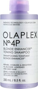 Shampoo für blondes, aufgehelltes und graues Haar - Olaplex No 4P Blonde Enhancer Toning Shampoo